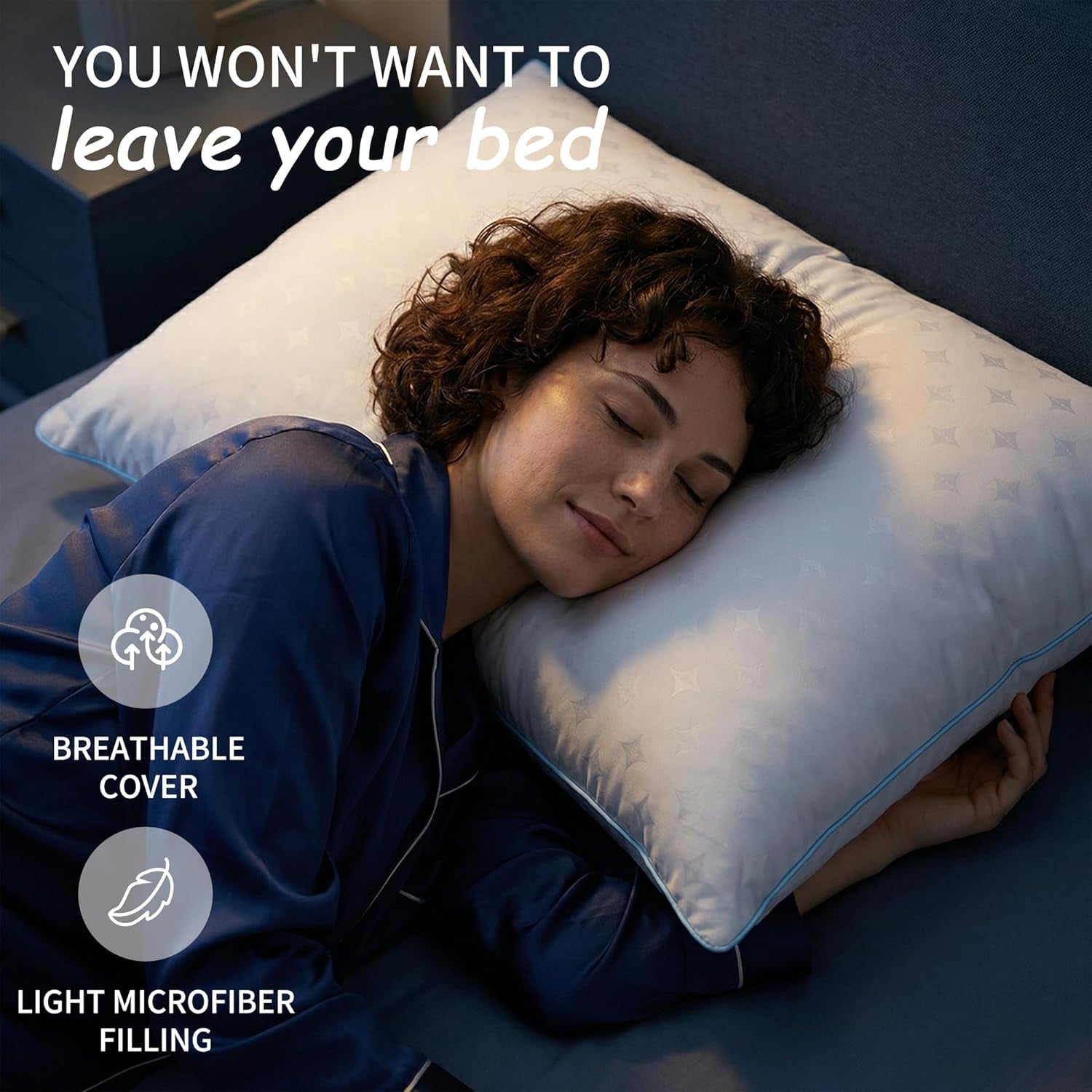 Pillows Queen Size Set of 2 – Queen Bed Pillows for Sleeping, down Alternative Pillows, Supportive Comfort, Hotel Style, Machine Washable, for Side Back Stomach Sleepers